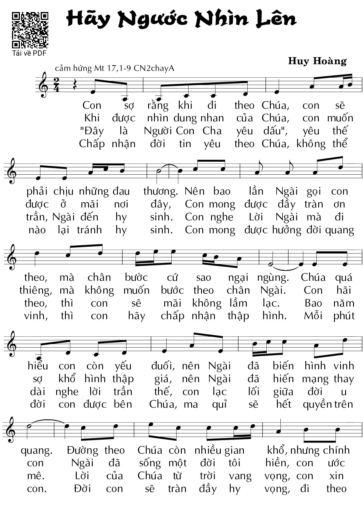 Sheet PDF of Hãy ngước nhìn lên