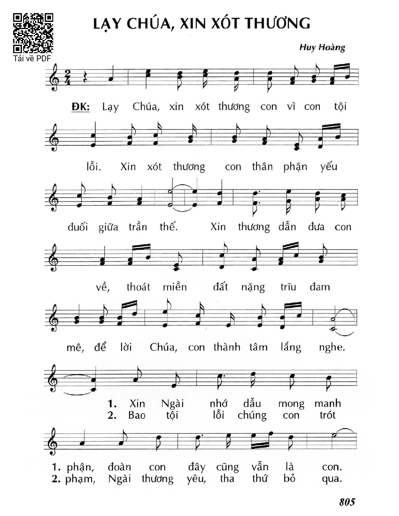 Page 1 of Sheet music PDF Lạy Chúa, xin xót thương - Huy Hoàng