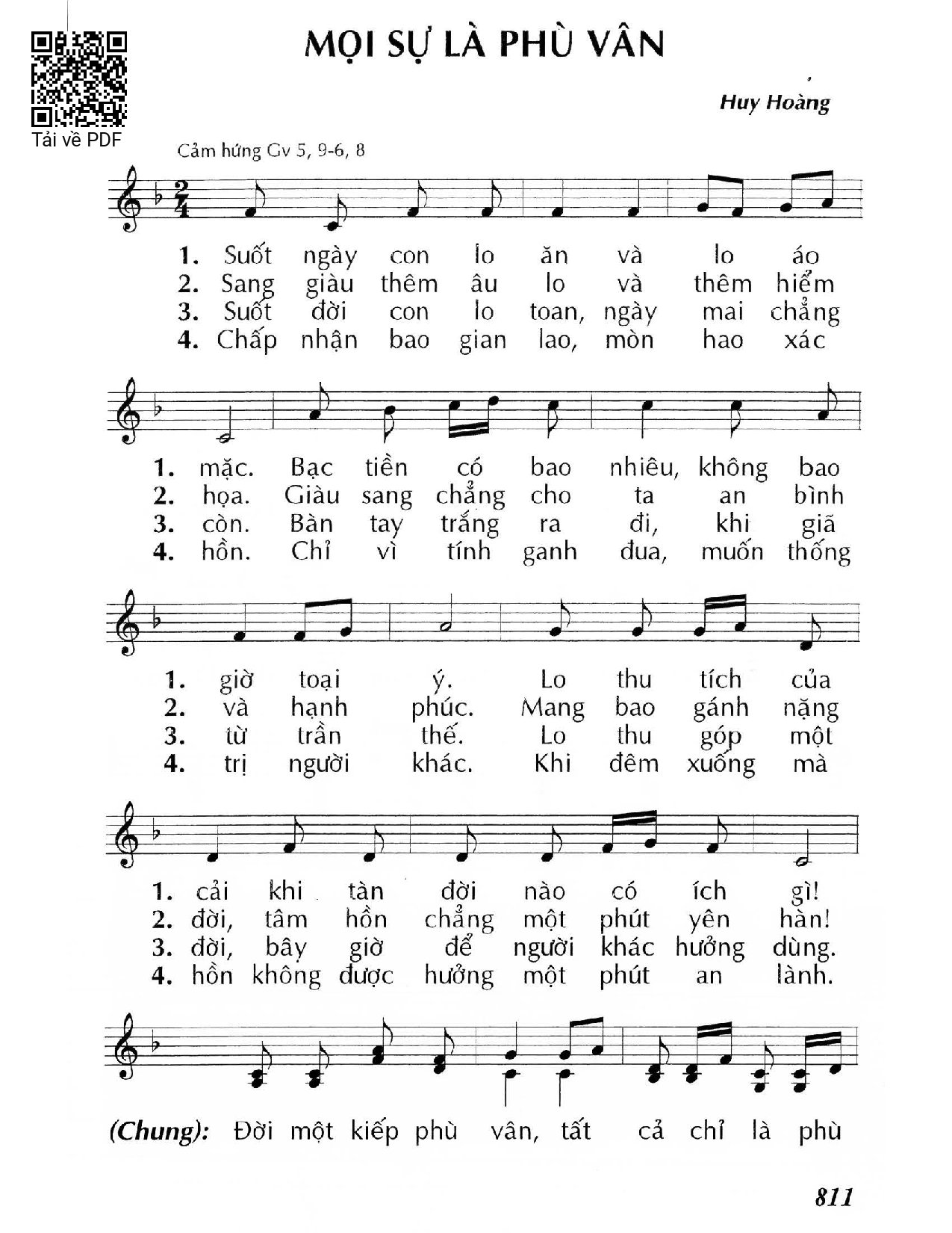 Page 1 of Sheet music PDF Mọi sự là phù vân - Huy Hoàng