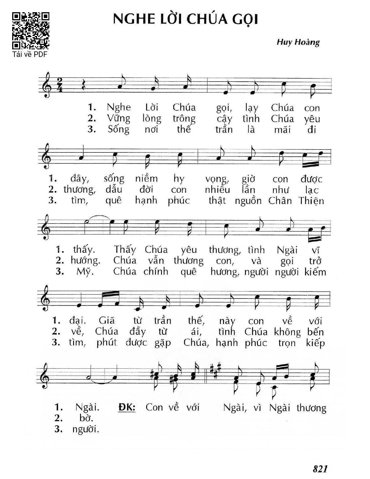 Page 1 of Sheet music PDF Nghe lời Chúa gọi - Huy Hoàng