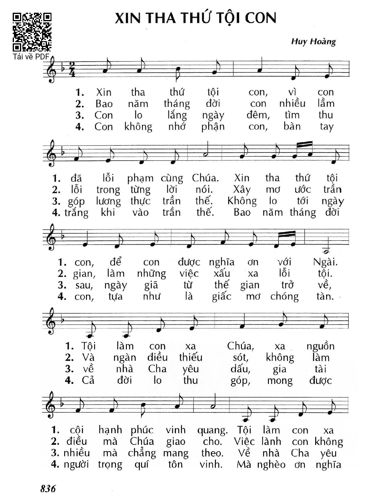 Sheet PDF of Xin tha thứ tội con