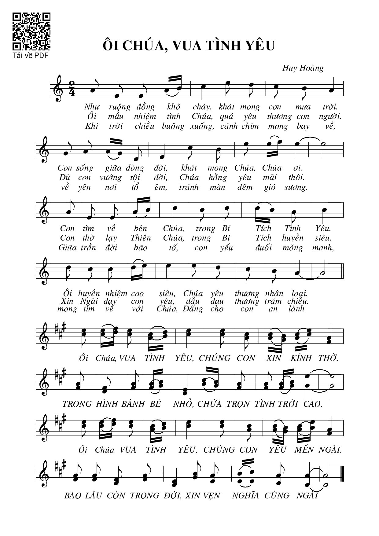 Page 1 of Sheet music PDF Ôi Chúa Vua tình yêu - Huy Hoàng