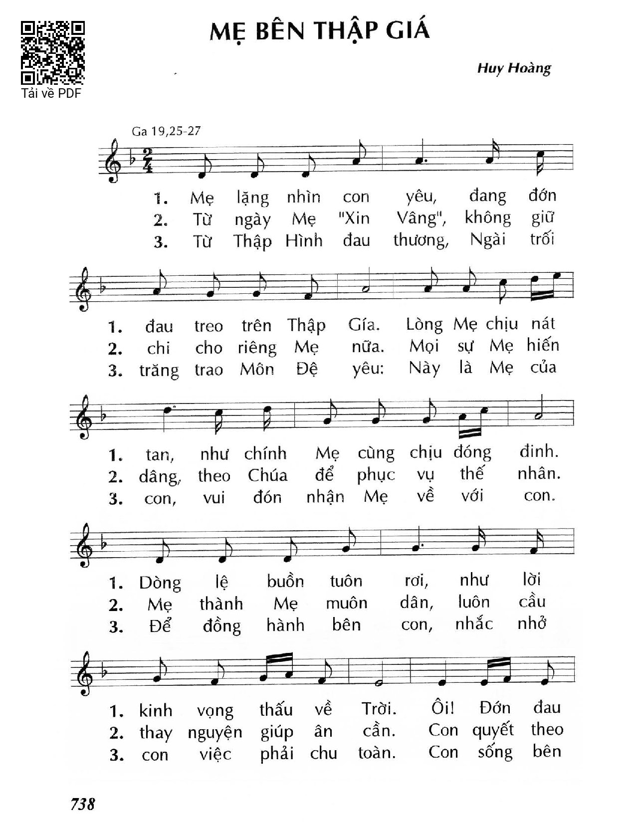 Page 1 of Sheet music PDF Mẹ bên Thập giá - Huy Hoàng