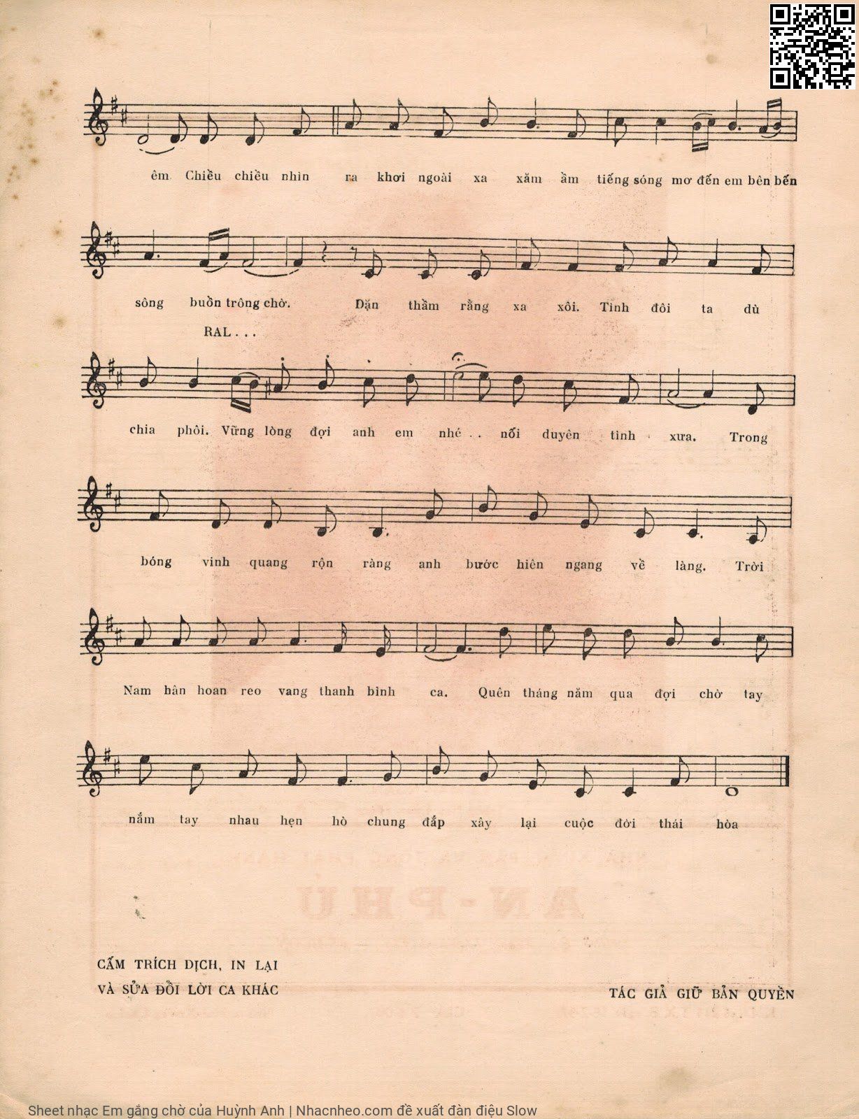Page 3 of Sheet music PDF Em gắng chờ - Huỳnh Anh