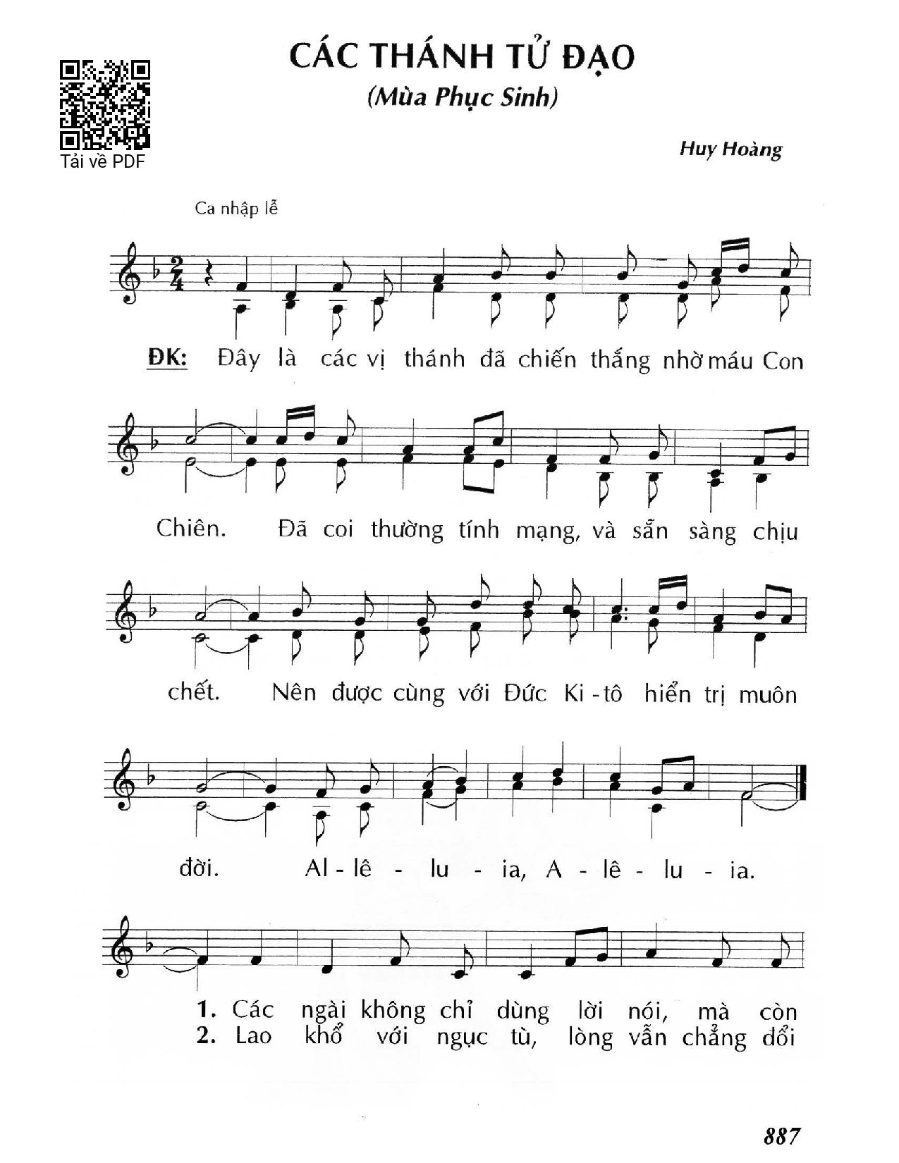 Page 1 of Sheet music PDF Các Thánh Tử đạo - Huy Hoàng