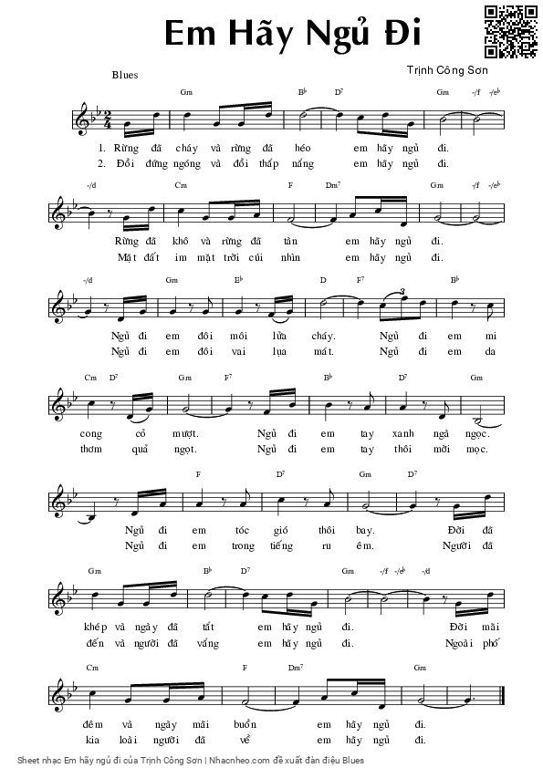 Page 1 of Sheet music PDF Em hãy ngủ đi - Trịnh Công Sơn