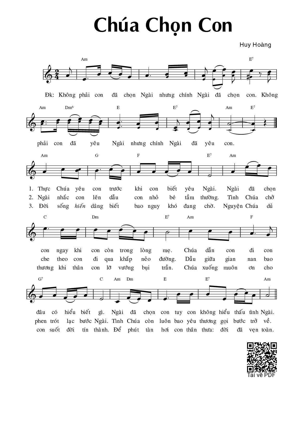 Page 1 of Sheet music PDF Chúa chọn con - Huy Hoàng