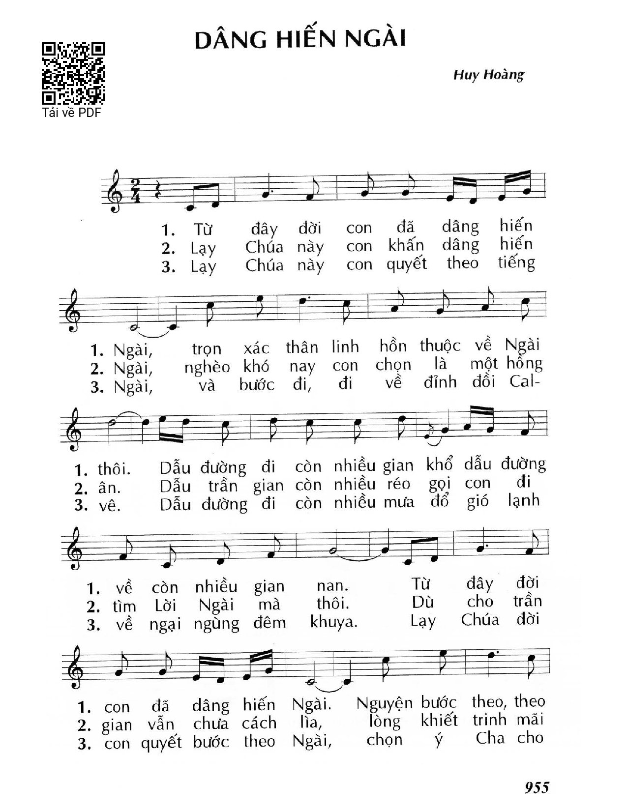 Page 1 of Sheet music PDF Dâng hiến Ngài - Huy Hoàng