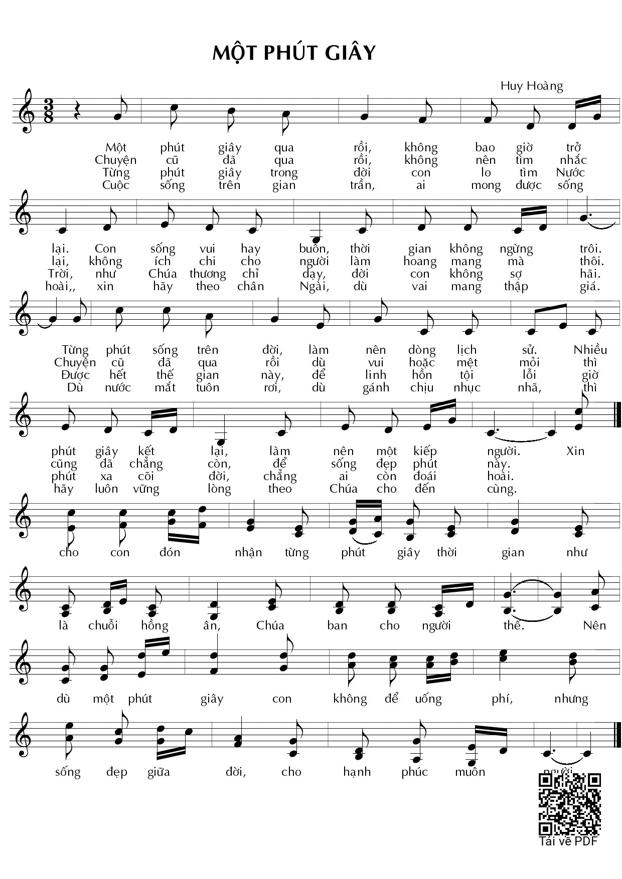 Sheet PDF of Một phút giây