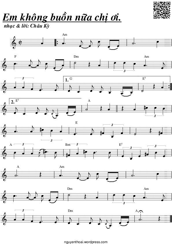 Page 5 of Sheet music PDF Em không buồn nữa chị ơi - Châu Kỳ