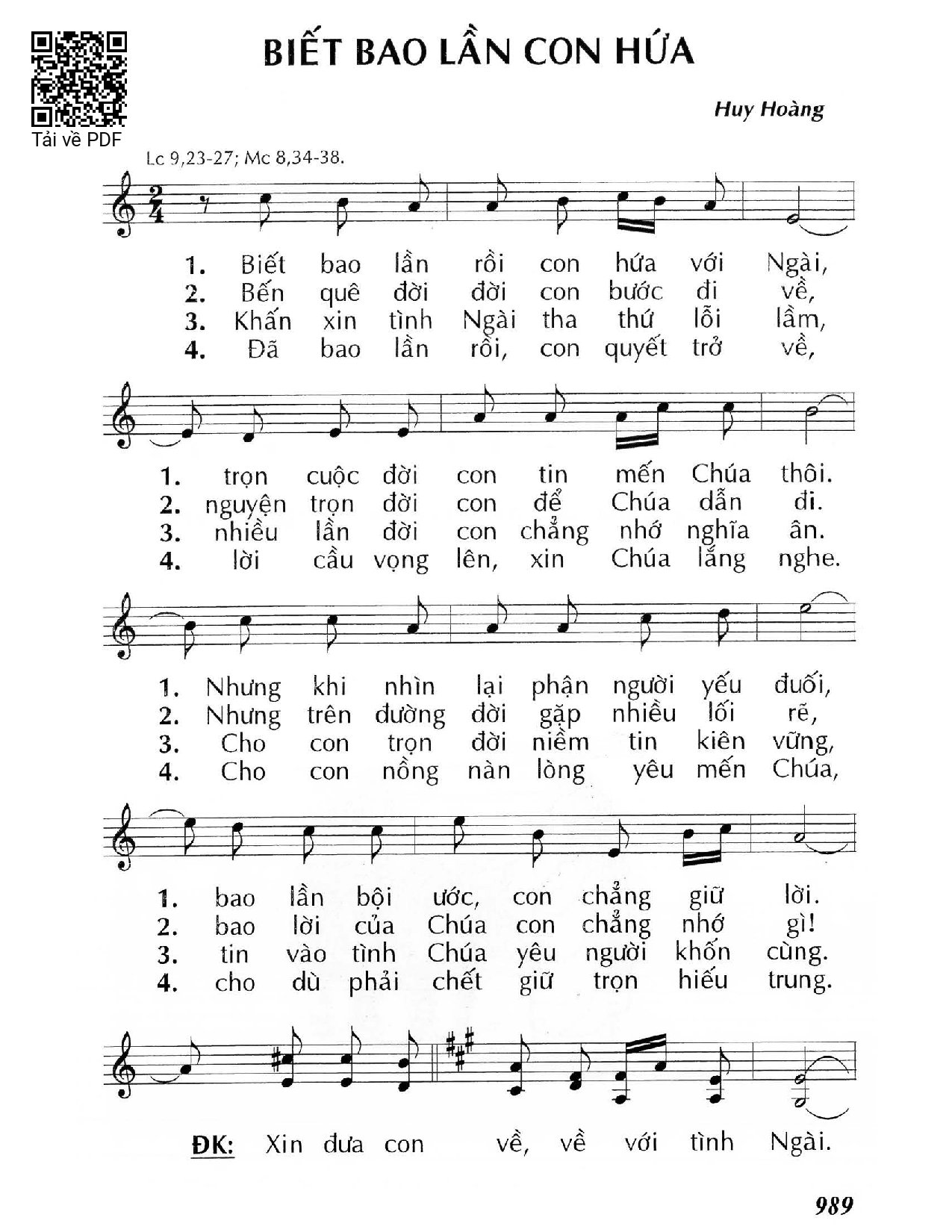 Sheet PDF of Biết bao lần con hứa