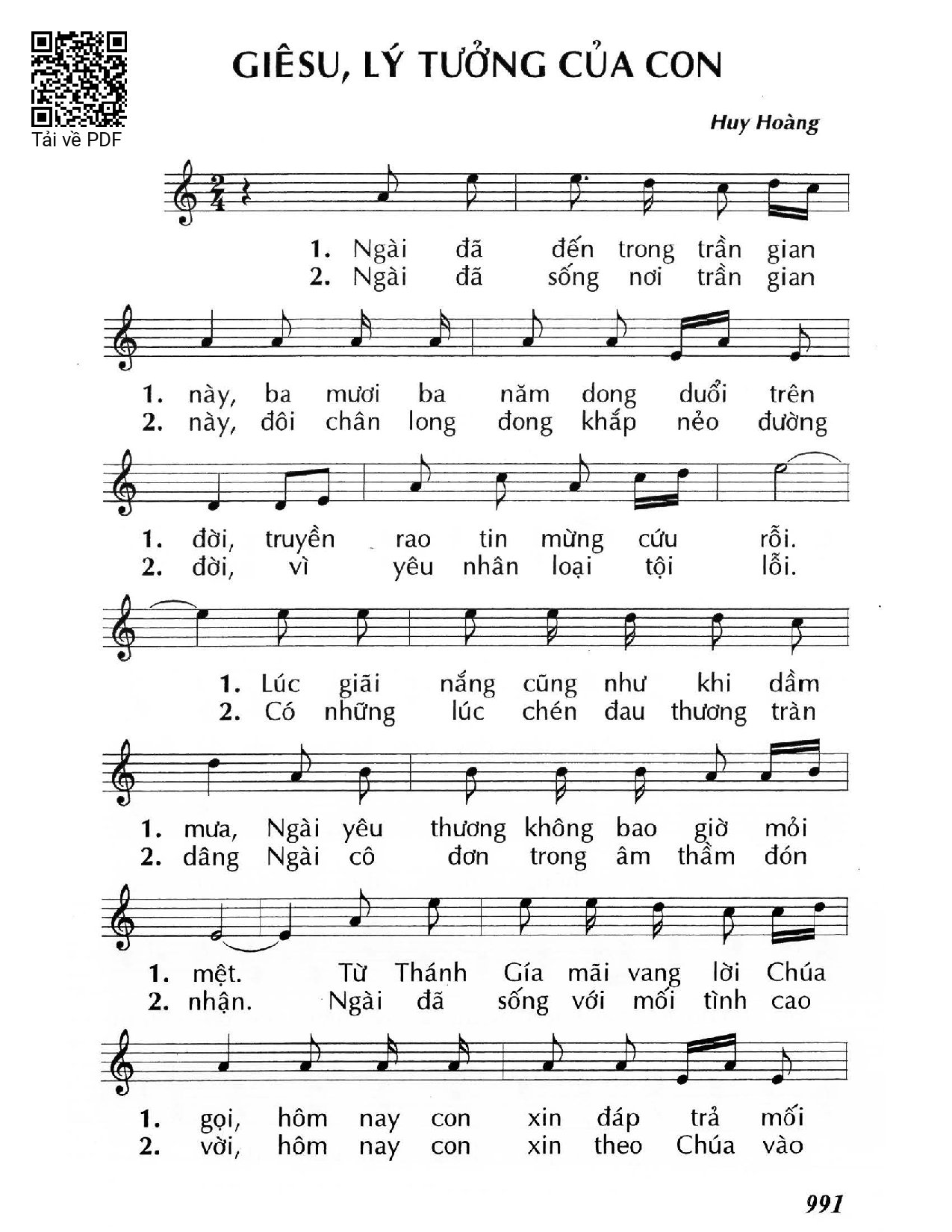 Page 1 of Sheet music PDF Giêsu, lý tưởng của con - Huy Hoàng