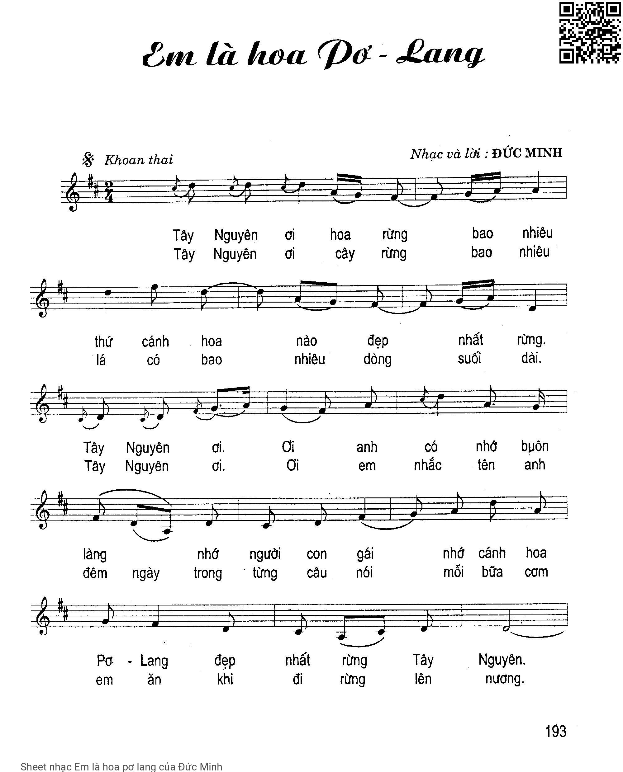 Sheet PDF of Em là hoa pơ lang