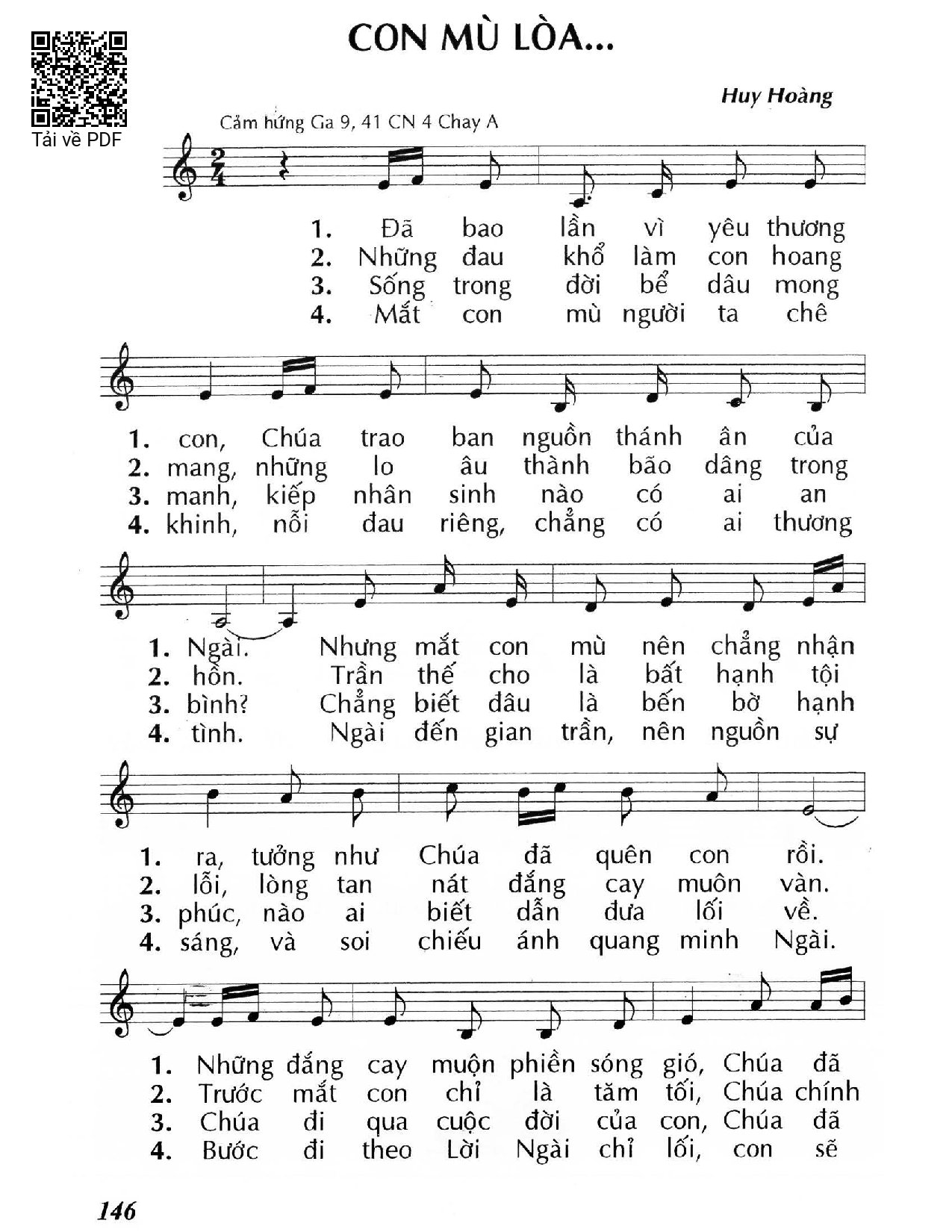 Sheet PDF of Con mù lòa… (Ga 9, 41) – Chúa Nhật 4 Mùa Chay/A.