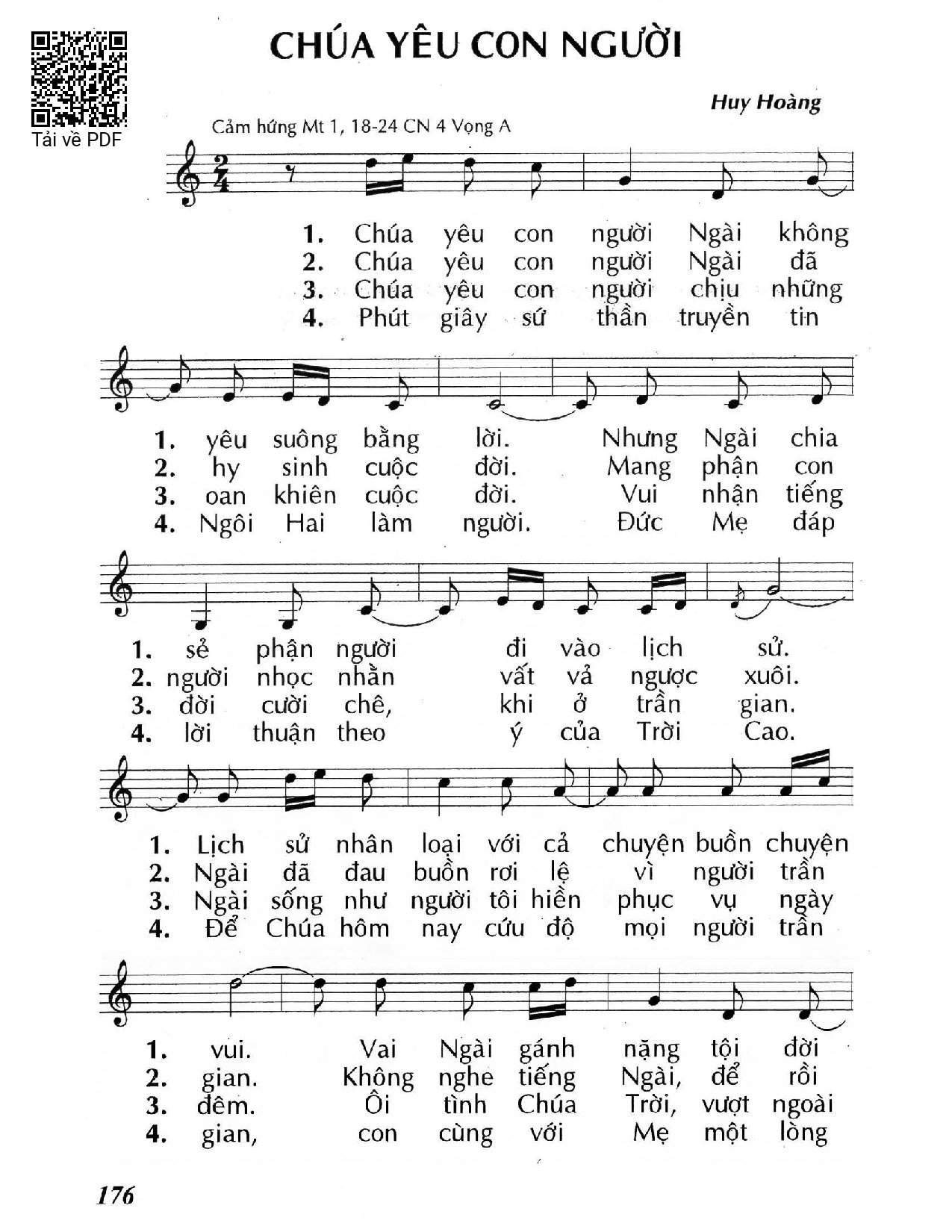 Sheet PDF of Chúa yêu con người (Mt 1, 18-24) – Chúa Nhật 4 Mùa Vọng/A.