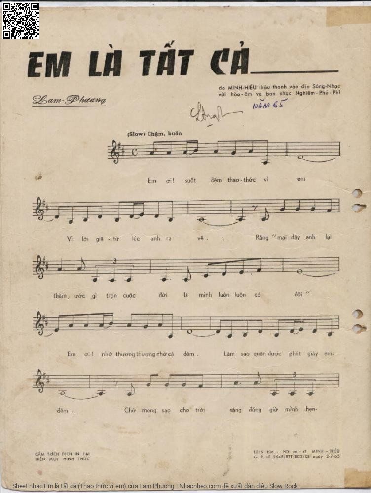 Page 2 of Sheet music PDF Em là tất cả (Thao thức vì em) - Lam Phương