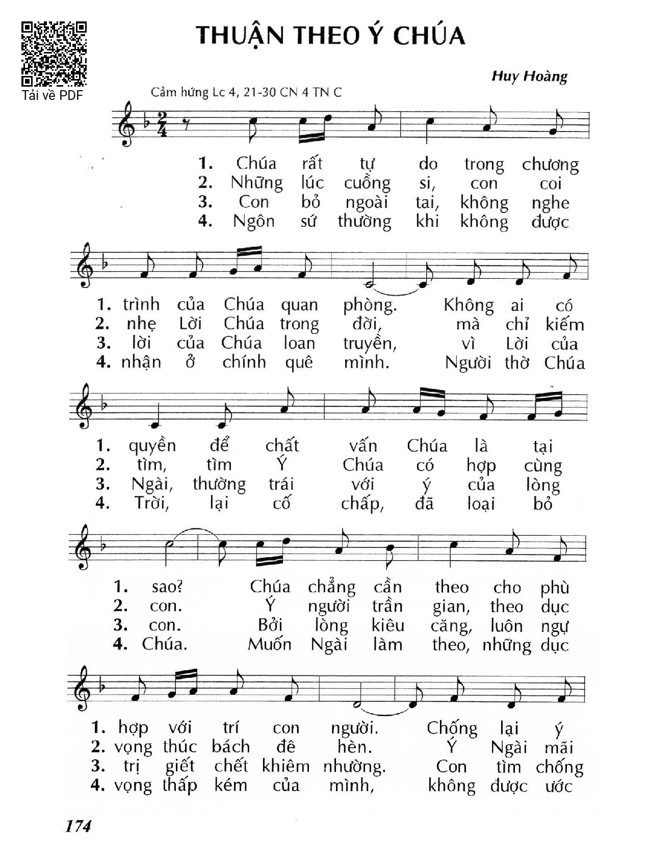 Sheet PDF of Thuận theo ý Chúa (Lc 4, 21-30) – Chúa Nhật 4 Thường Niên.C.