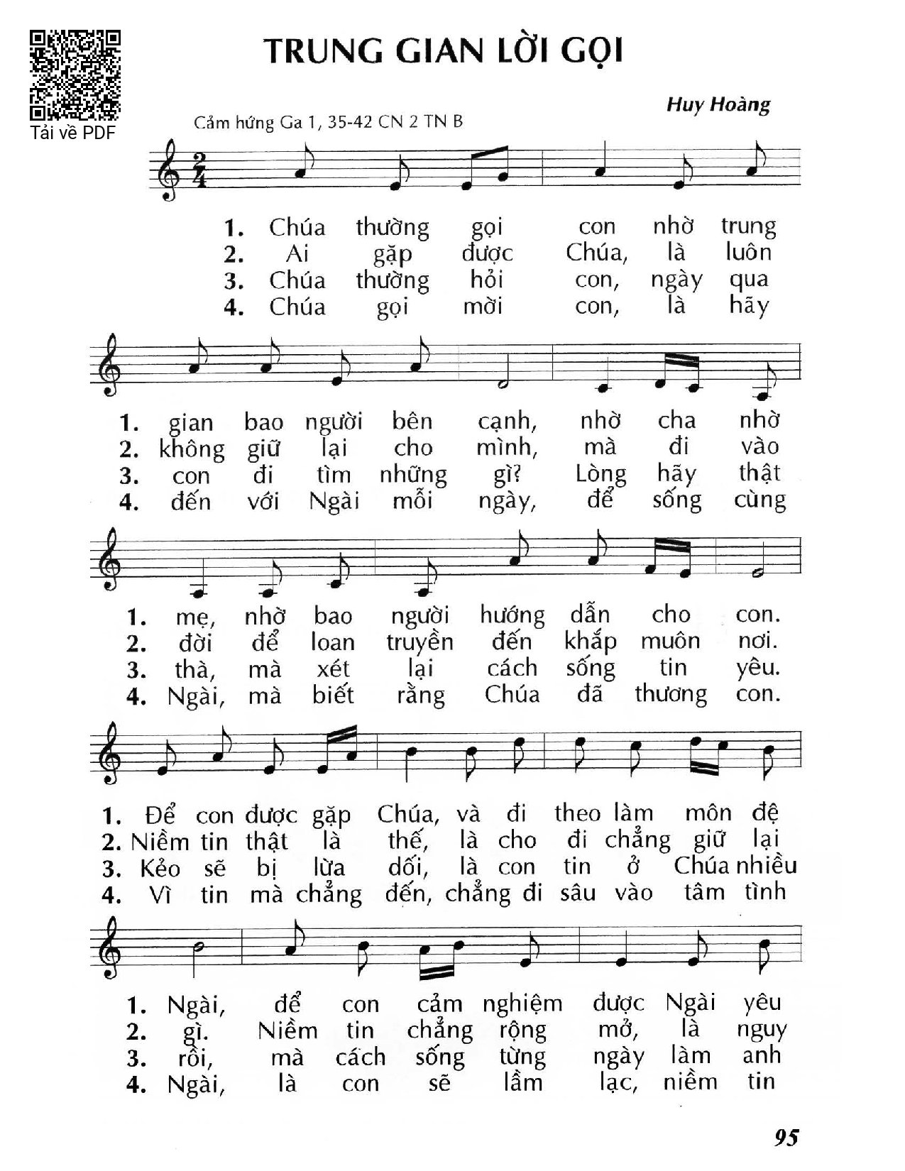 Sheet PDF of Trung gian lời gọi (Ga 1, 35-42) – Chúa Nhật 2 Thường Niên/B.