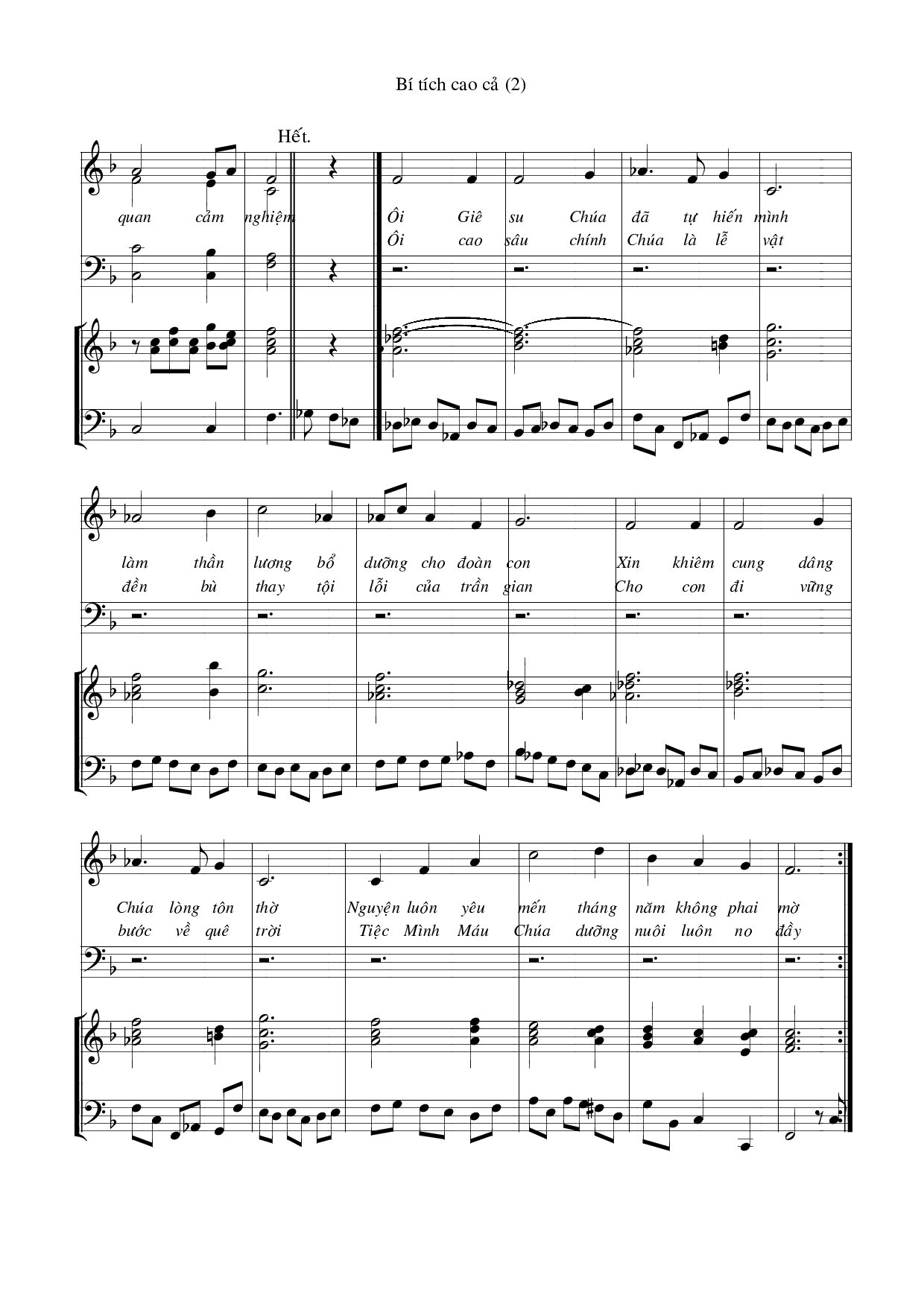 Page 2 of Sheet music PDF Bí tích cao cả – Huy Hoàng - Huy Hoàng