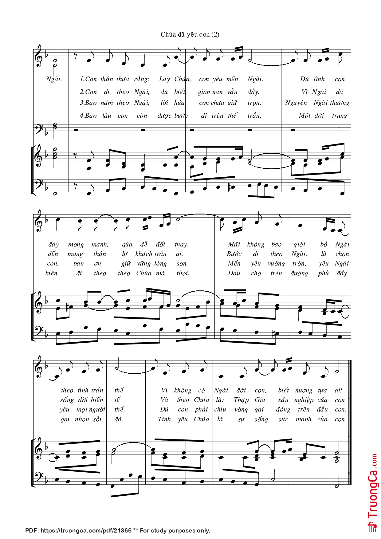 Page 2 of Sheet music PDF Chúa đã yêu con (bè, đệm piano) - Huy Hoàng