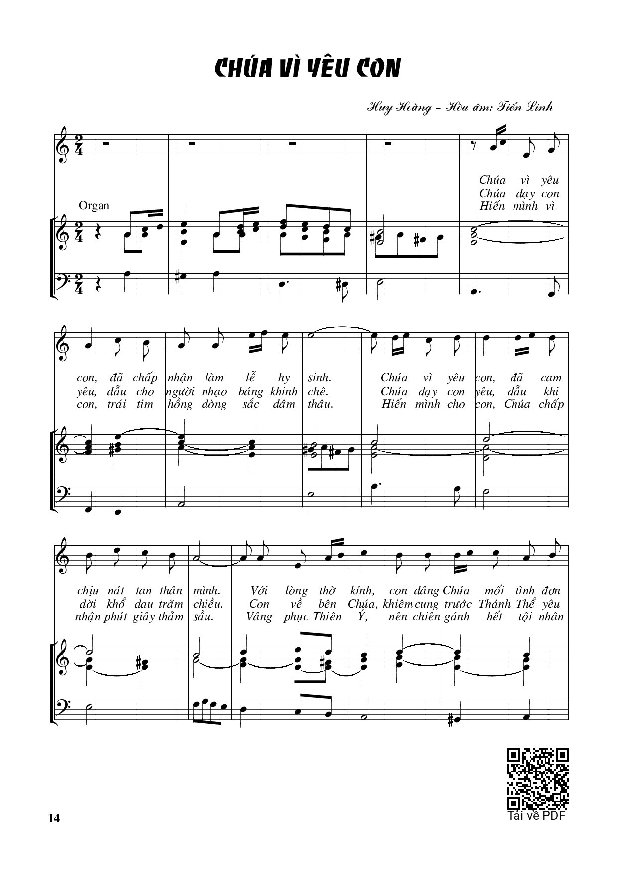 Sheet PDF of Chúa vì yêu con – Huy Hoàng