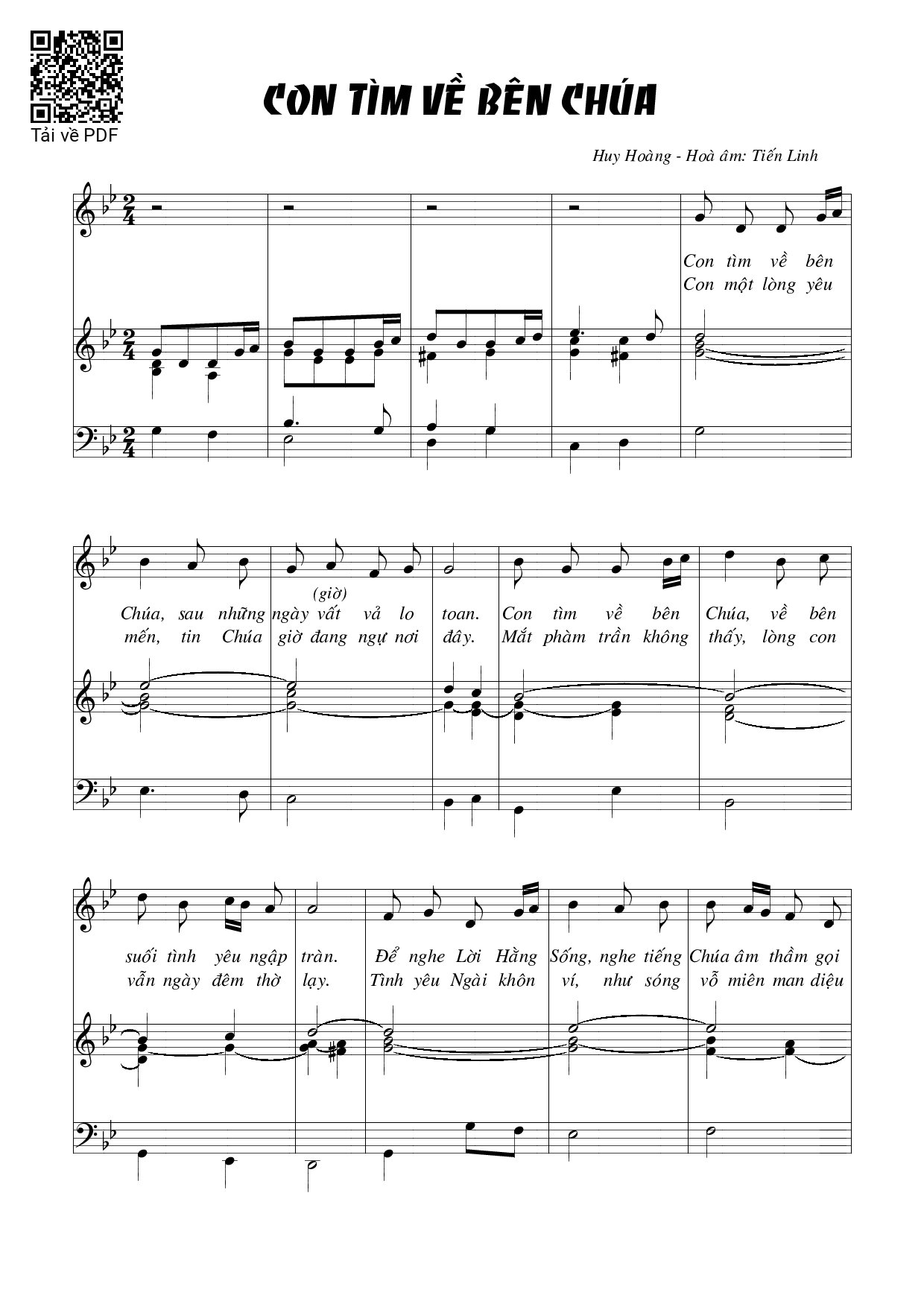 Sheet PDF of Con tìm về bên Chúa – Huy Hoàng