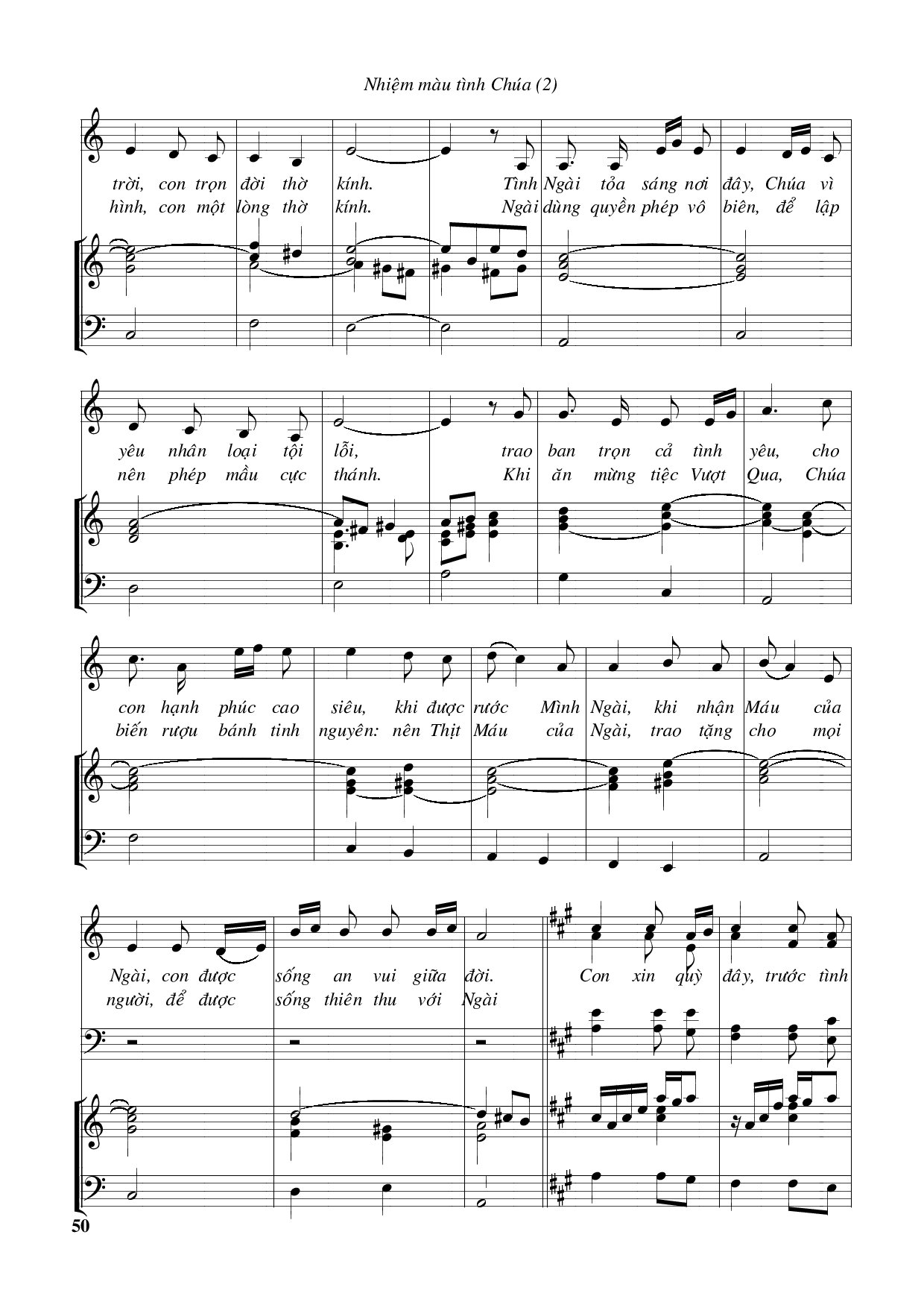Page 2 of Sheet music PDF Nhiệm mầu tình Chúa – Huy Hoàng - Huy Hoàng