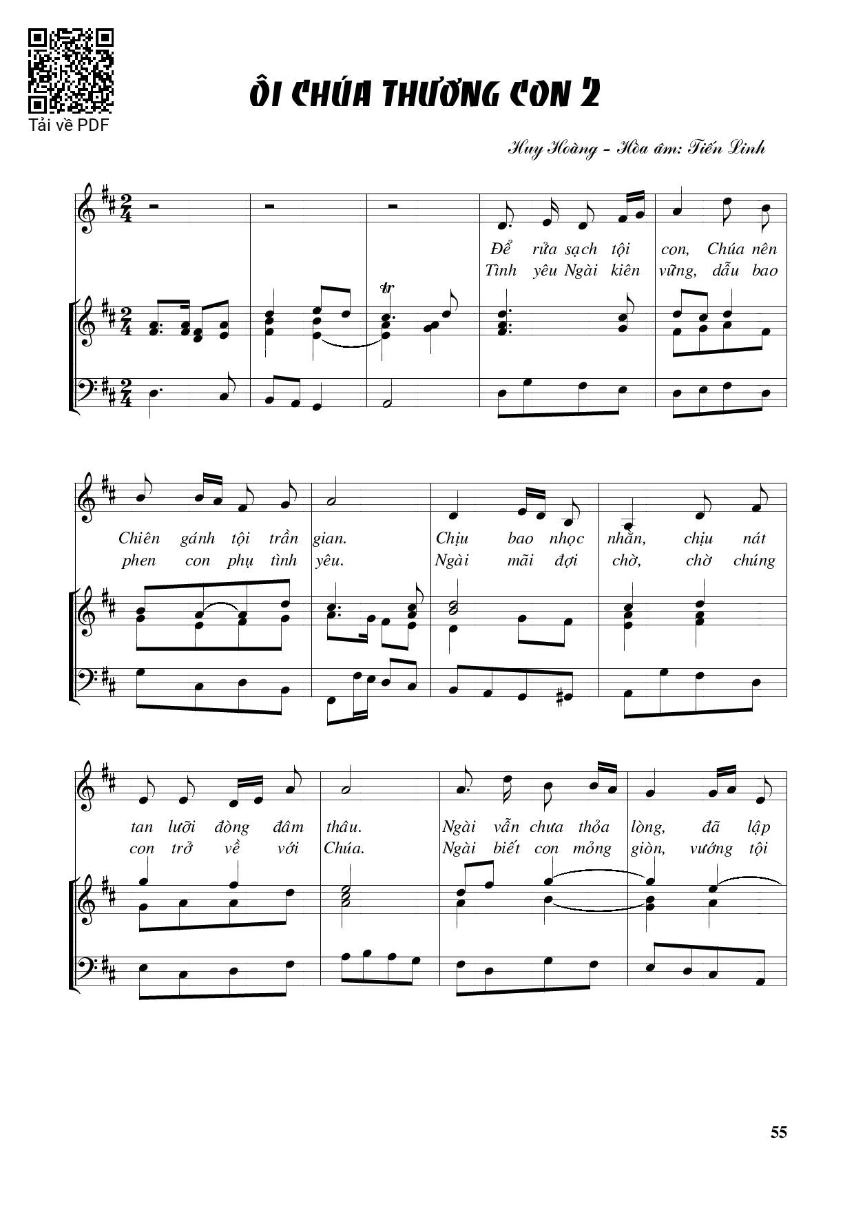 Sheet PDF of Ôi Chúa thương con 2 – Huy Hoàng