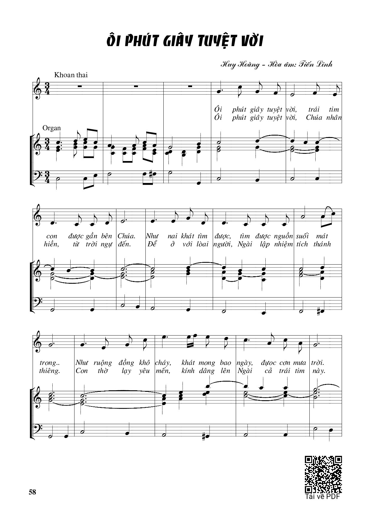 Sheet PDF of Ôi giây phút tuyệt vời – Huy Hoàng