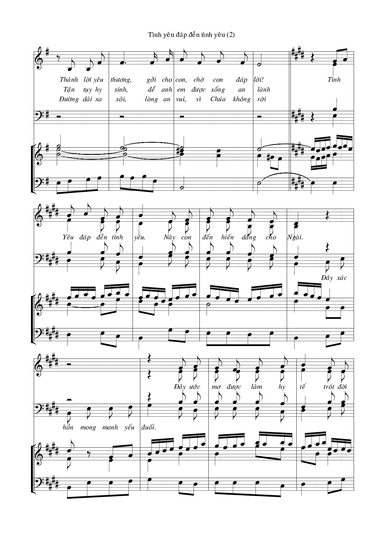 Page 2 of Sheet music PDF Tình yêu đáp đền tình yêu – Huy Hoàng - Huy Hoàng