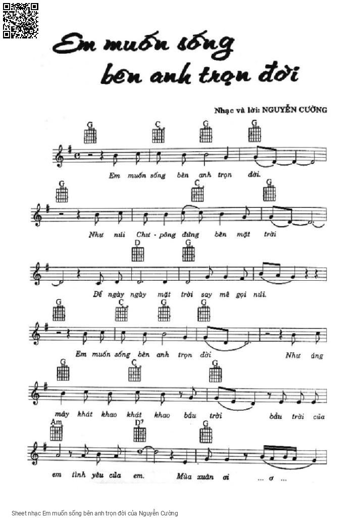Sheet PDF of Em muốn sống bên anh trọn đời