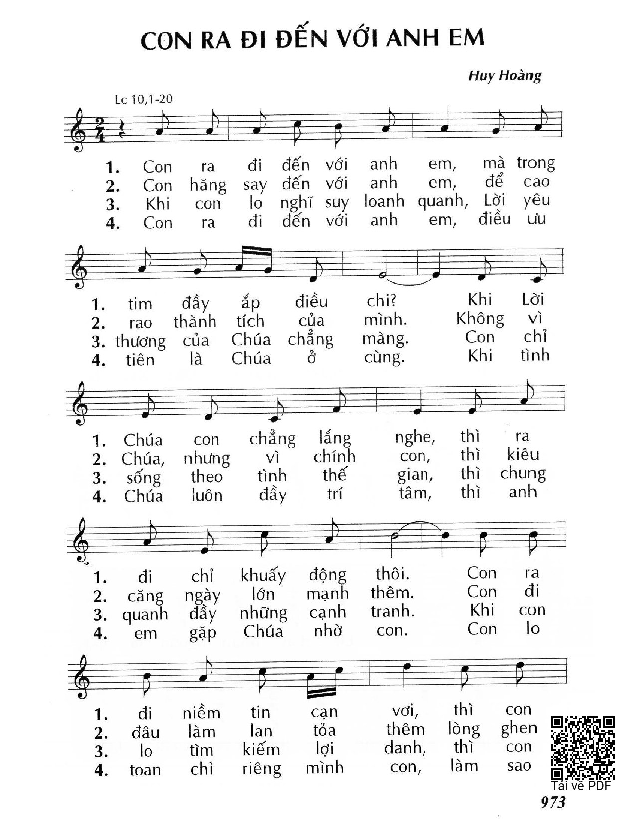 Page 1 of Sheet music PDF Con ra đi đến với anh em (Lc 10,1-20) - Huy Hoàng