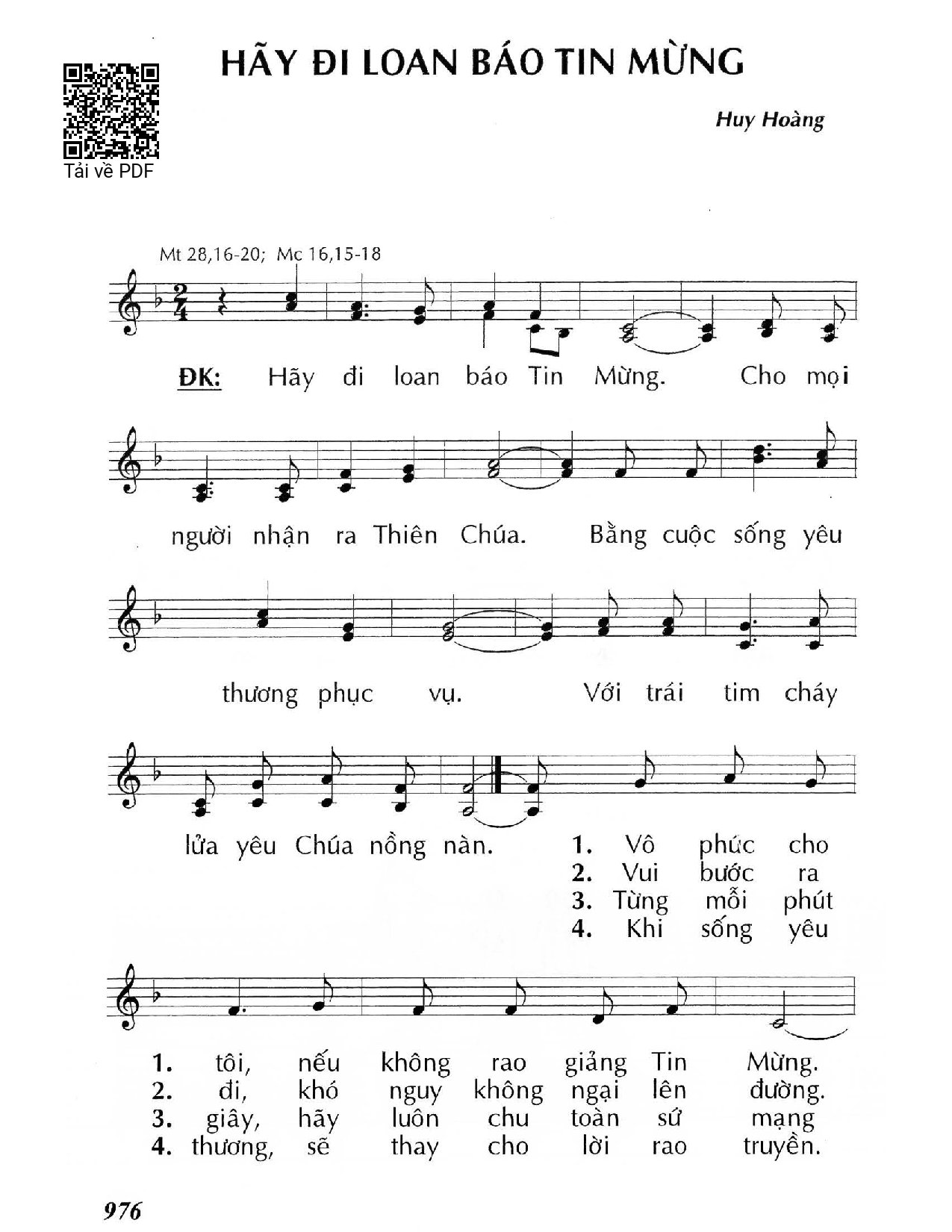 Sheet PDF of Hãy đi loan báo Tin Mừng (Mt 28,16-20)