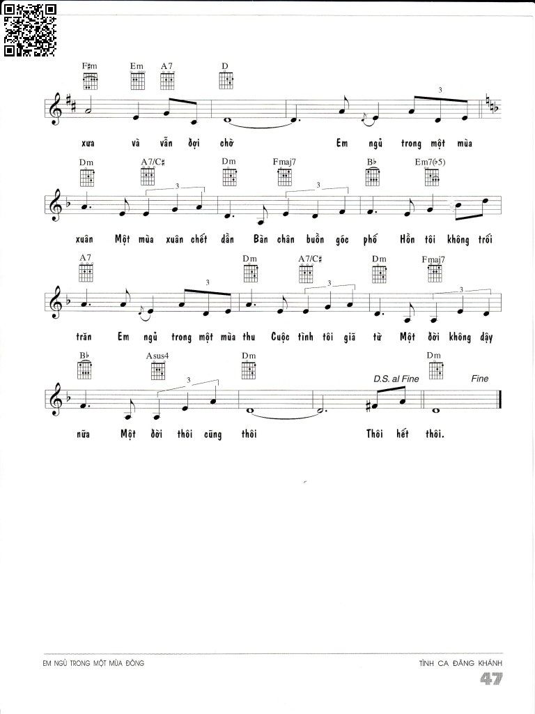 Page 2 of Sheet music PDF Em ngủ trong một mùa đông - Đăng Khánh