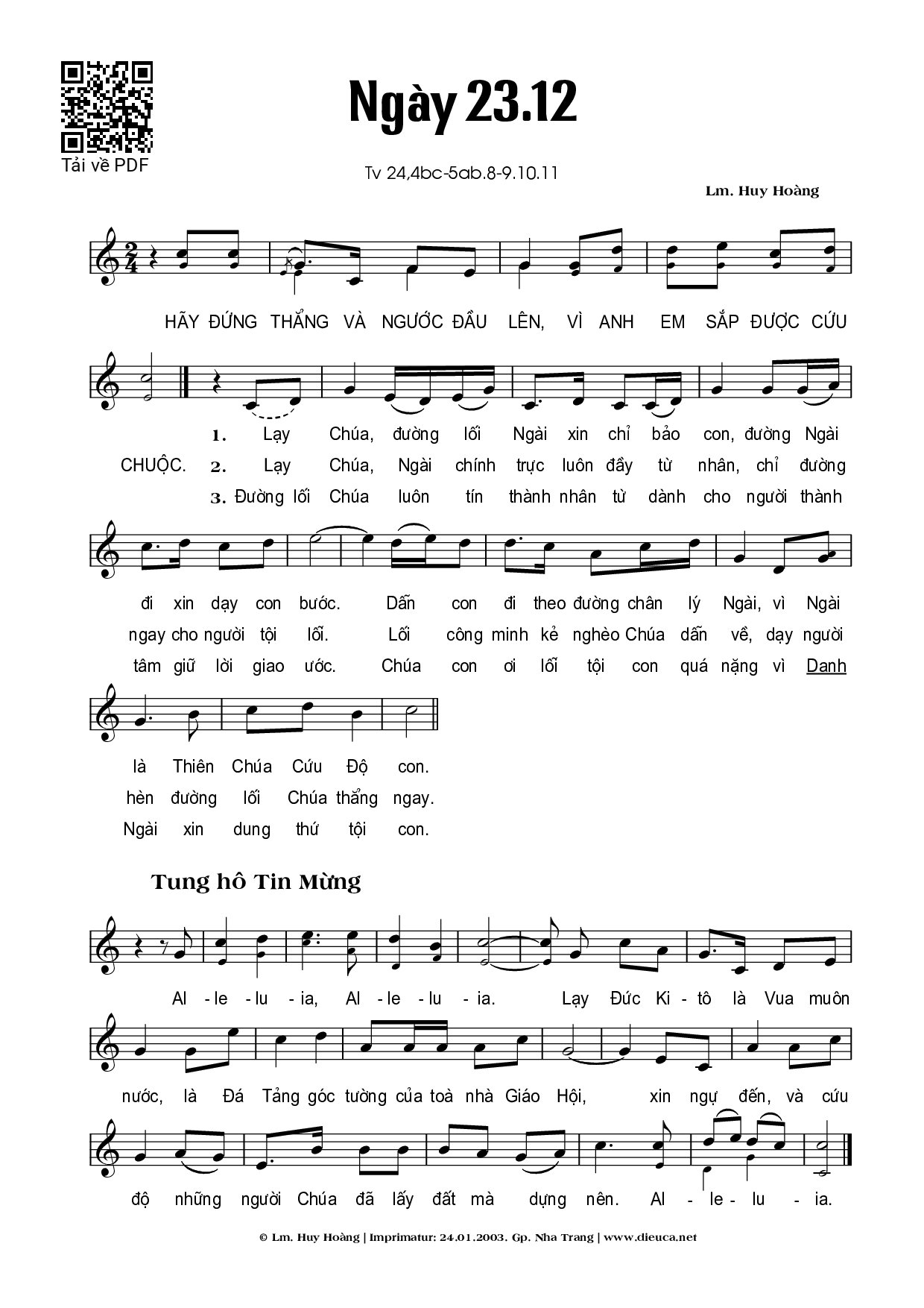 Page 1 of Sheet music PDF Ngày 23.12 - Huy Hoàng