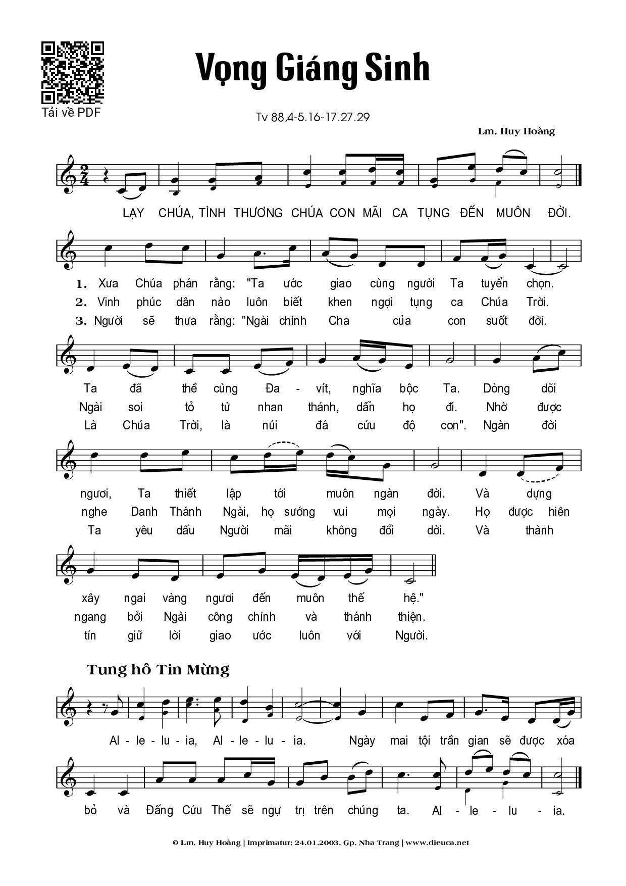 Page 1 of Sheet music PDF Lễ Vọng Giáng Sinh - Huy Hoàng