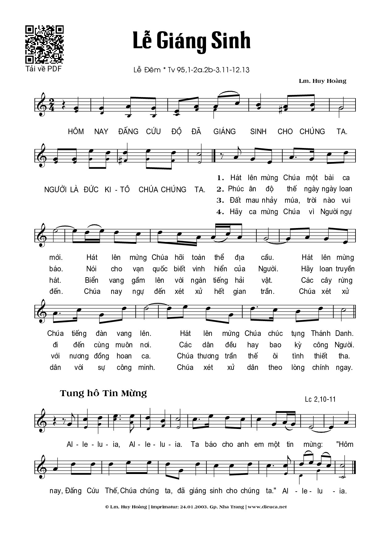 Page 1 of Sheet music PDF Lễ Đêm Giáng Sinh - Huy Hoàng