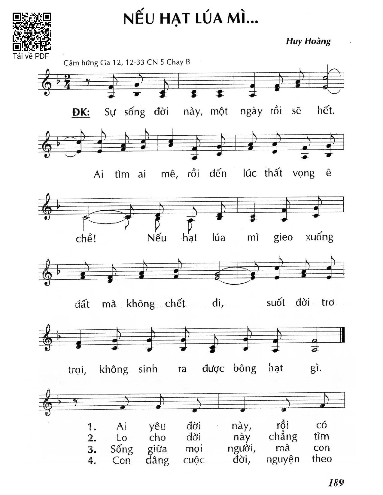 Page 1 of Sheet music PDF Nếu hạt lúa mì… - Huy Hoàng