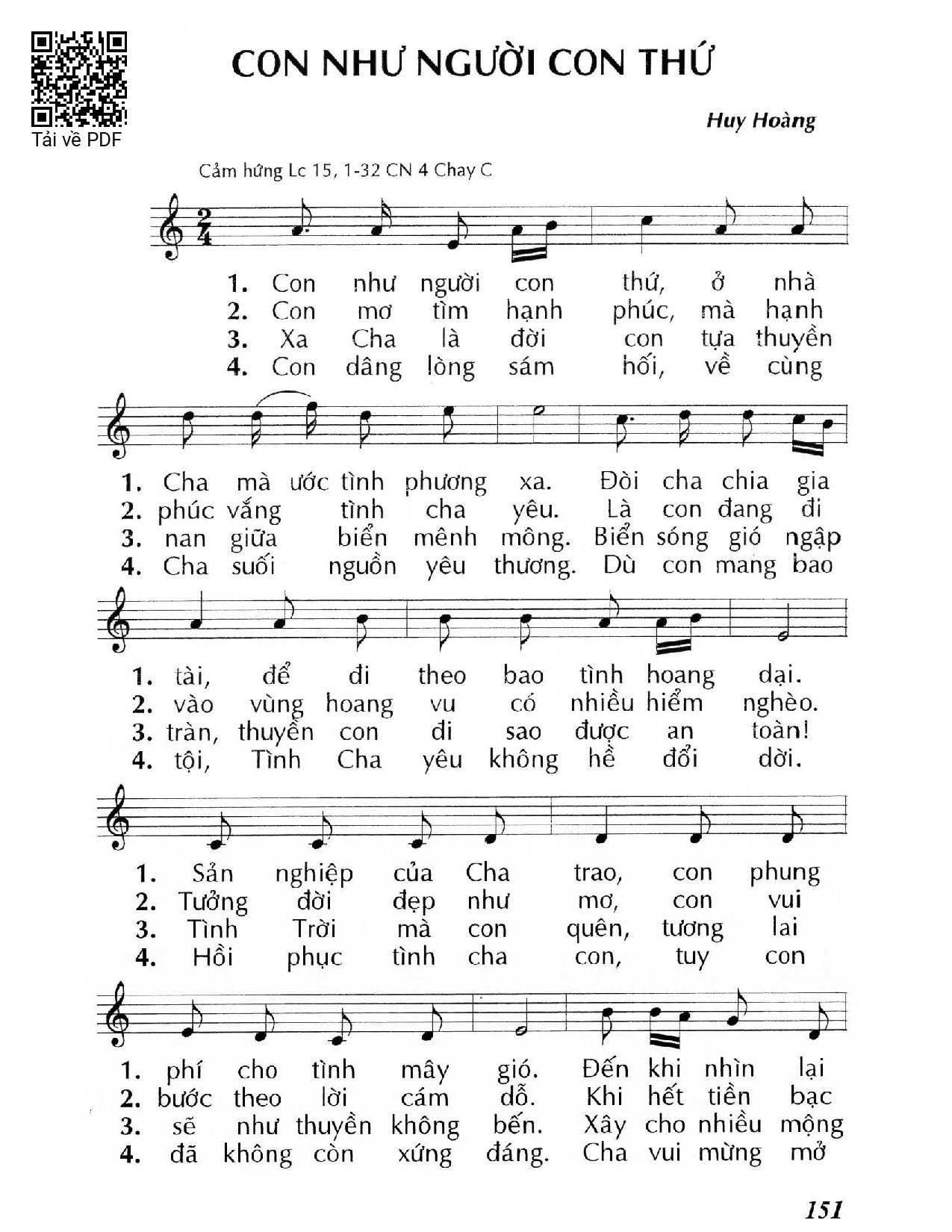 Page 1 of Sheet music PDF Con như người con thứ - Huy Hoàng