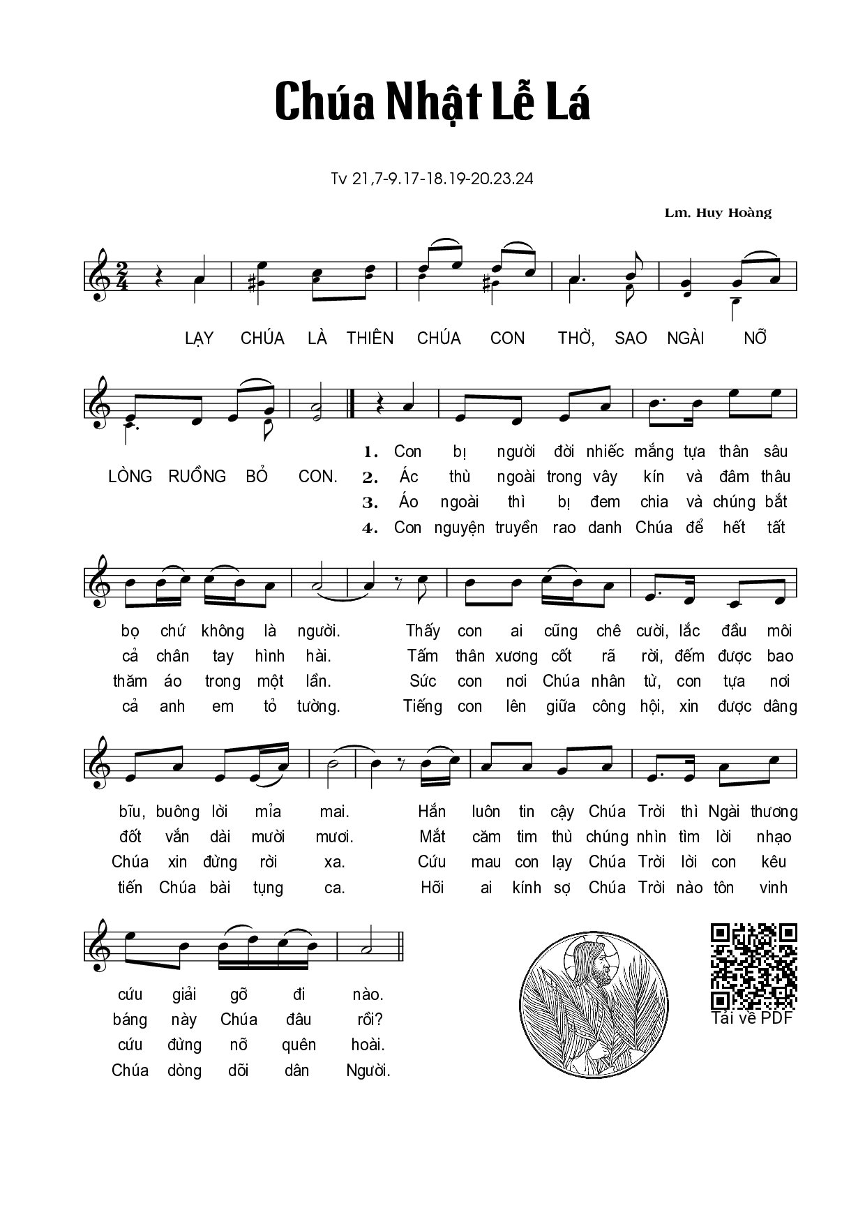Page 1 of Sheet music PDF Chúa Nhật Lễ Lá  - Huy Hoàng