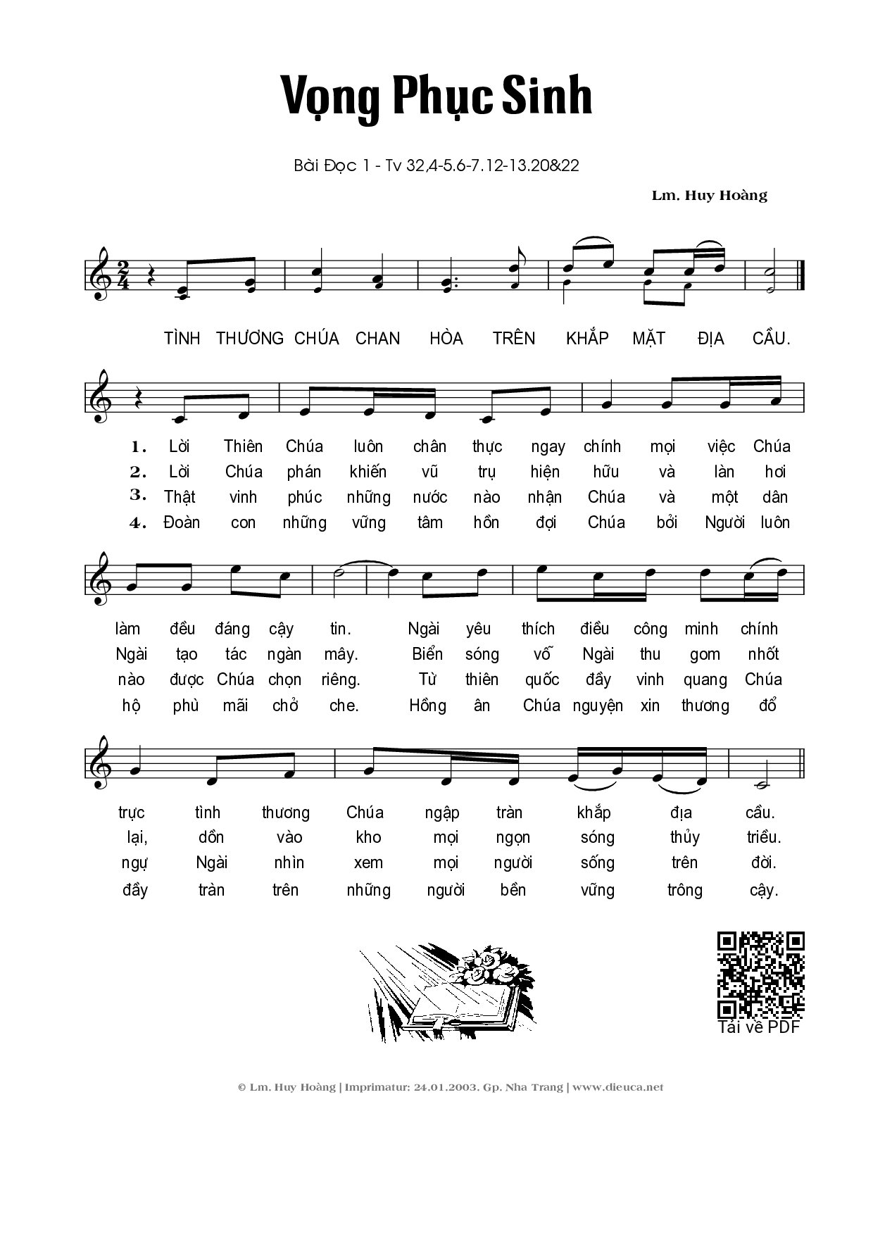 Sheet PDF of Vọng Phục Sinh – Bài 1