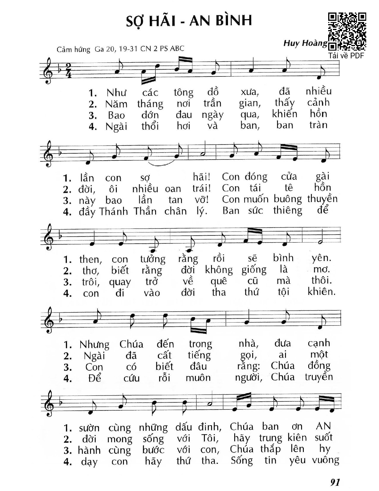 Sheet PDF of Sợ hãi – Anh bình 