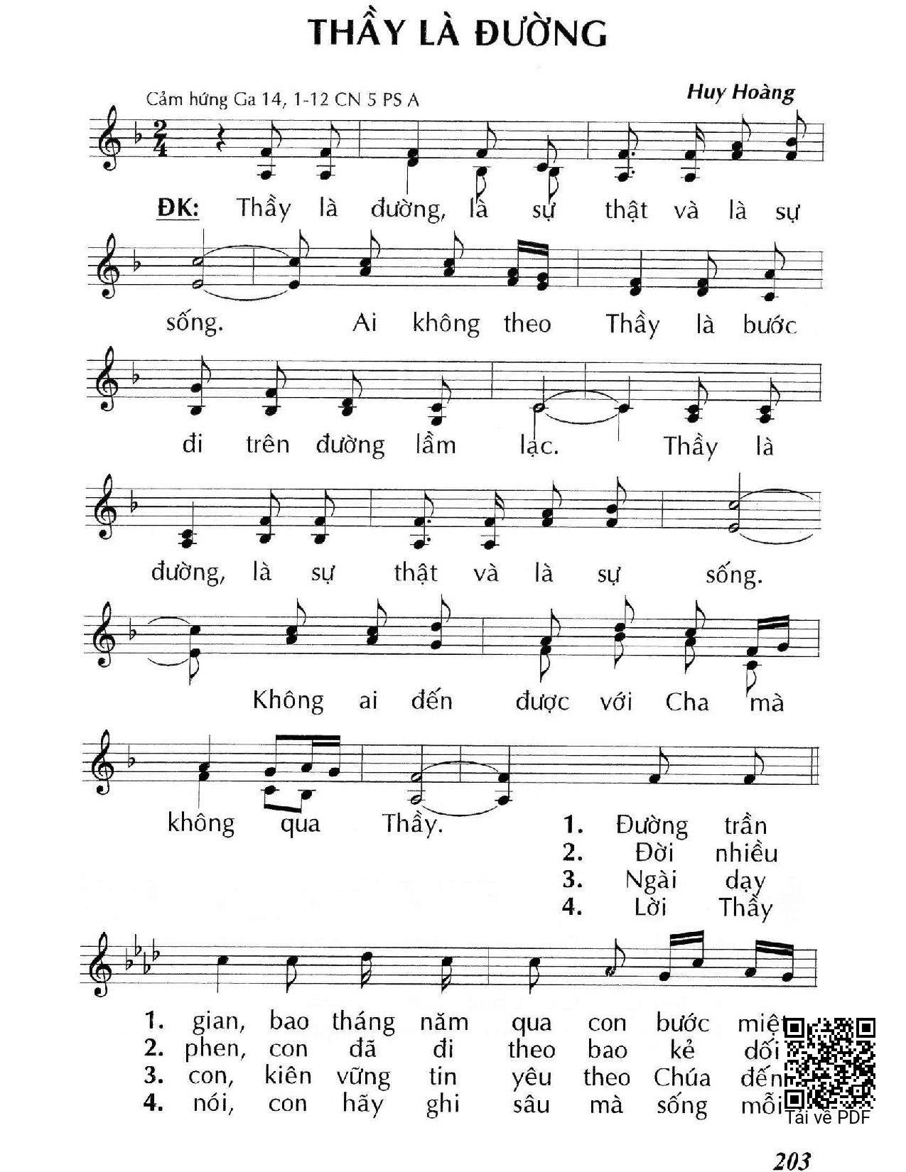 Page 1 of Sheet music PDF Thầy là Đường - Huy Hoàng