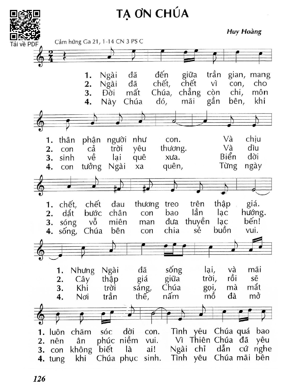 Page 1 of Sheet music PDF Tạ ơn Chúa - Huy Hoàng