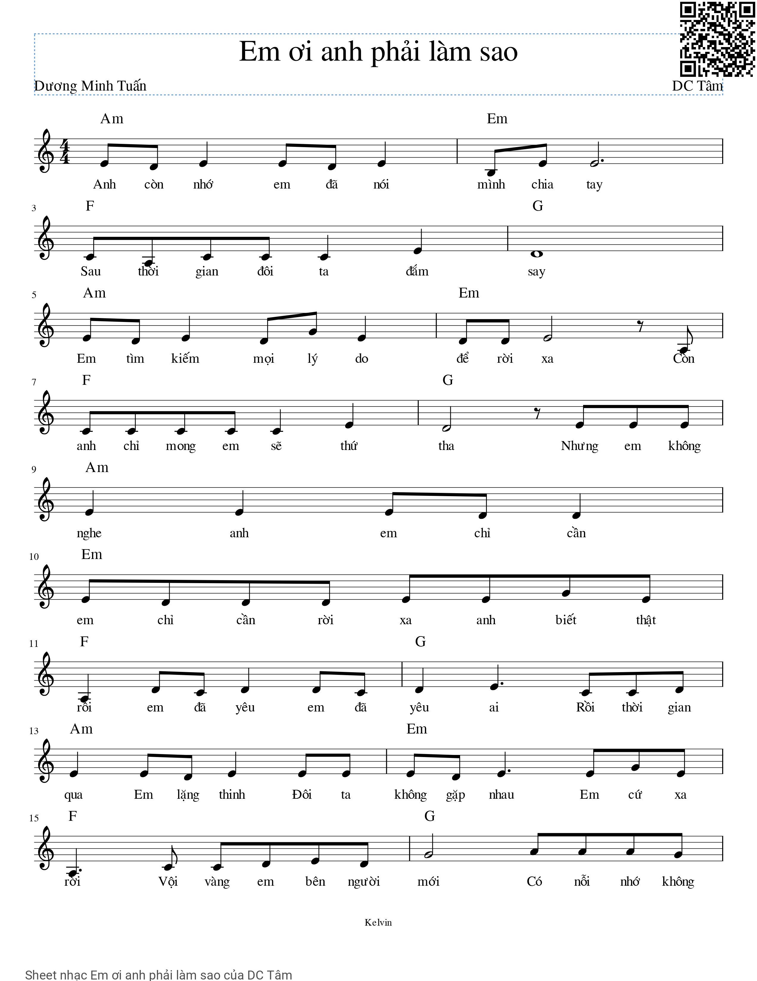 Sheet PDF of Em ơi anh phải làm sao