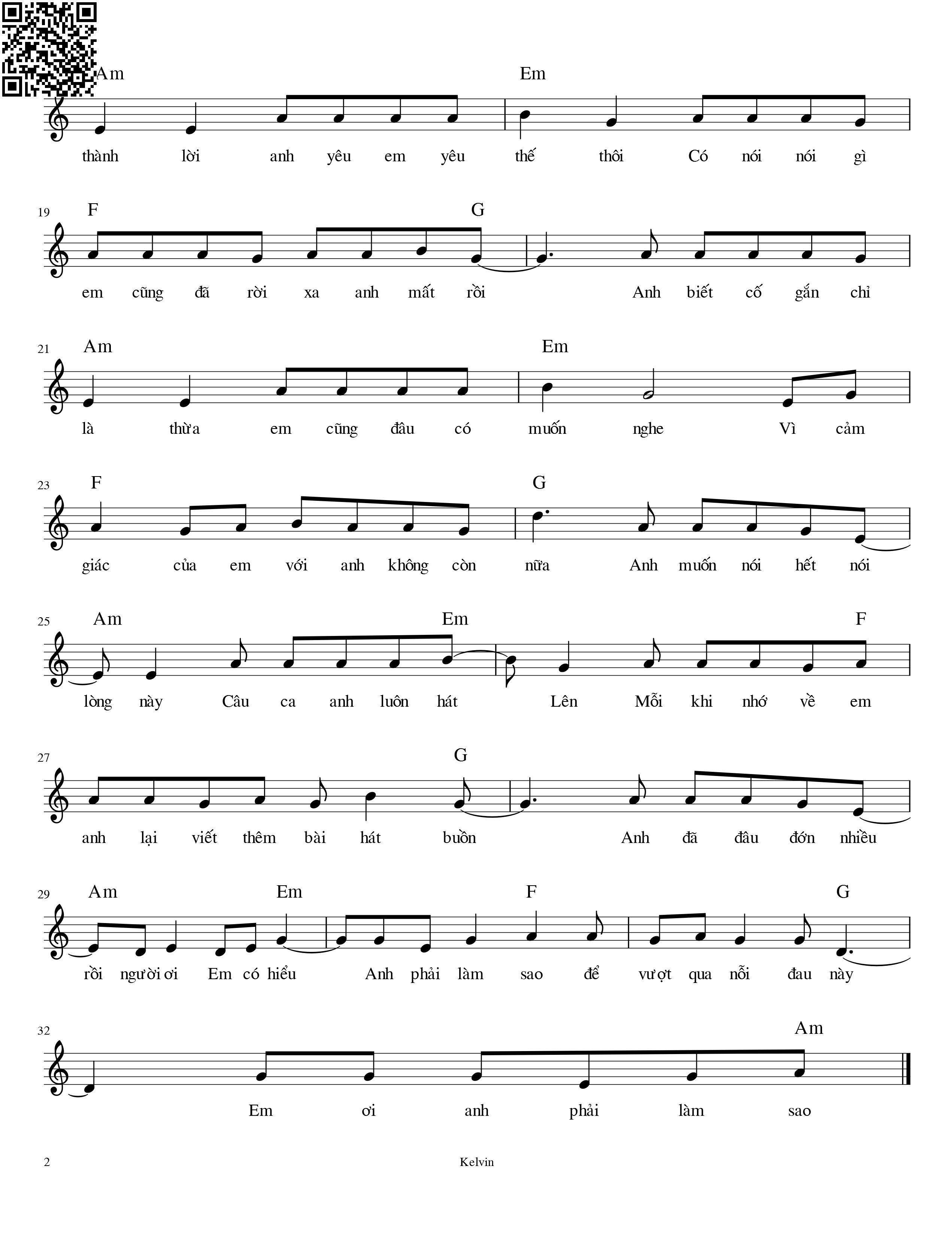 Page 2 of Sheet music PDF Em ơi anh phải làm sao - DC Tâm