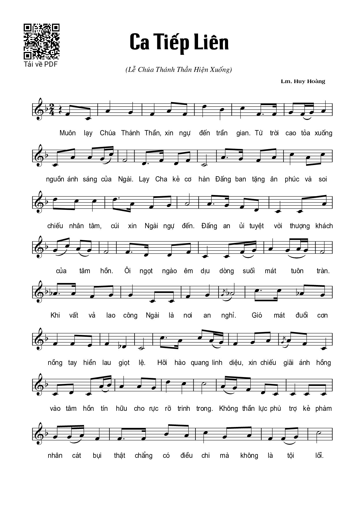 Page 1 of Sheet music PDF Lễ Hiện Xuống - Huy Hoàng