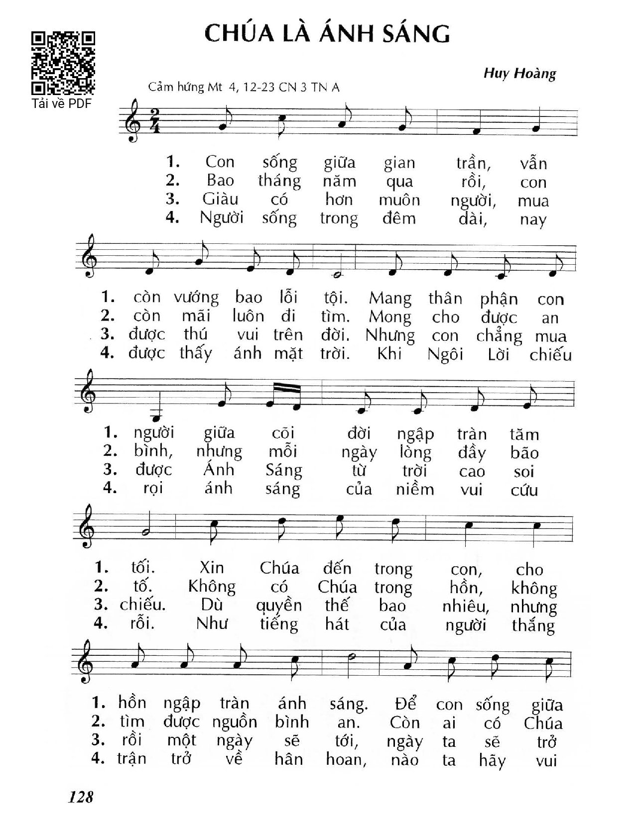 Page 1 of Sheet music PDF Chúa là ánh sáng - Huy Hoàng