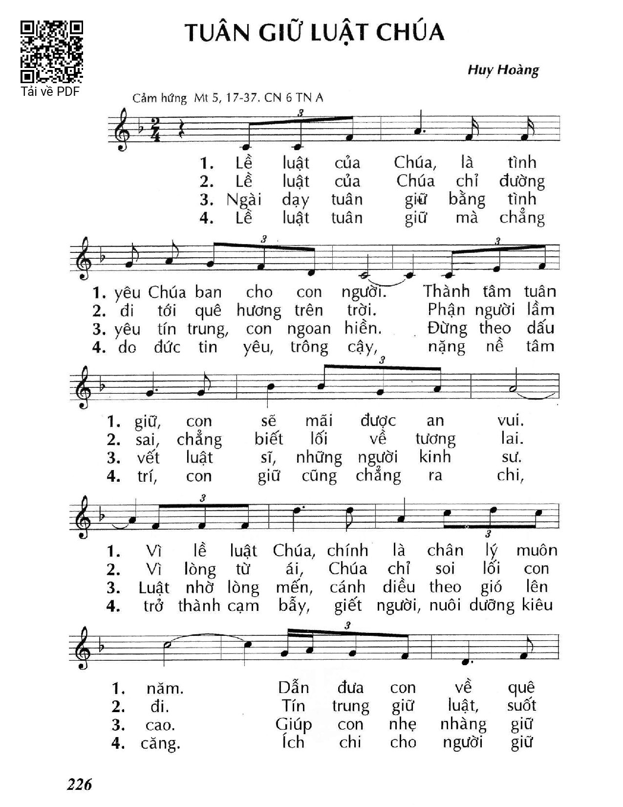 Sheet PDF of Tuân giữ luật Chúa 