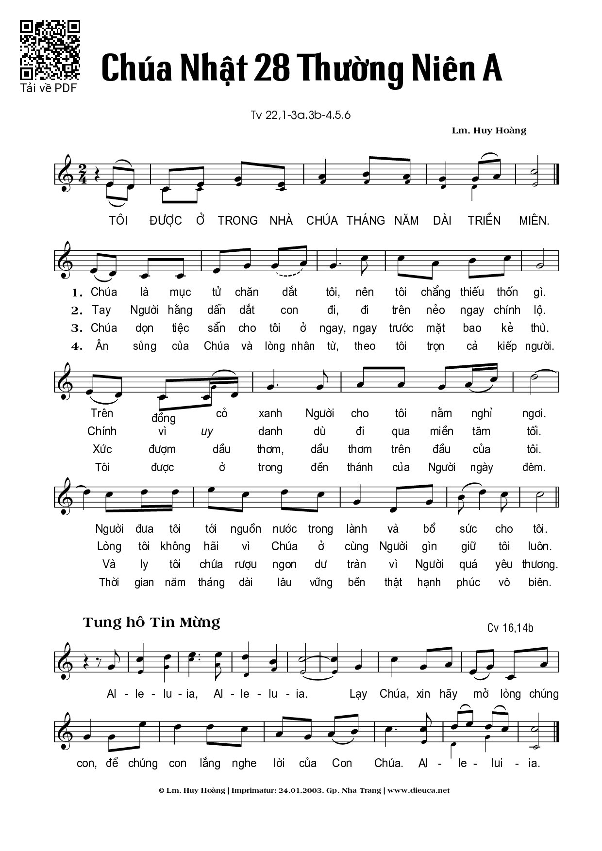 Page 1 of Sheet music PDF Chúa Nhật 28A Thường Niên  - Huy Hoàng
